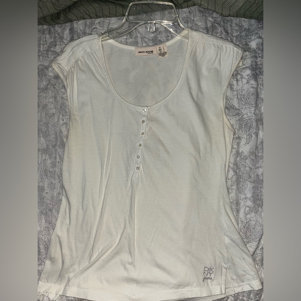 DKNY Jeans Petites white tank top shirt large